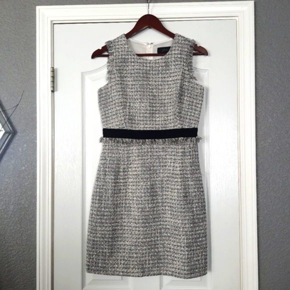 j crew metallic tweed dress Vintage 2015 J Crew NWT $595 Collection Metallic Tweed Wrap Skirt Dress | Sz 12